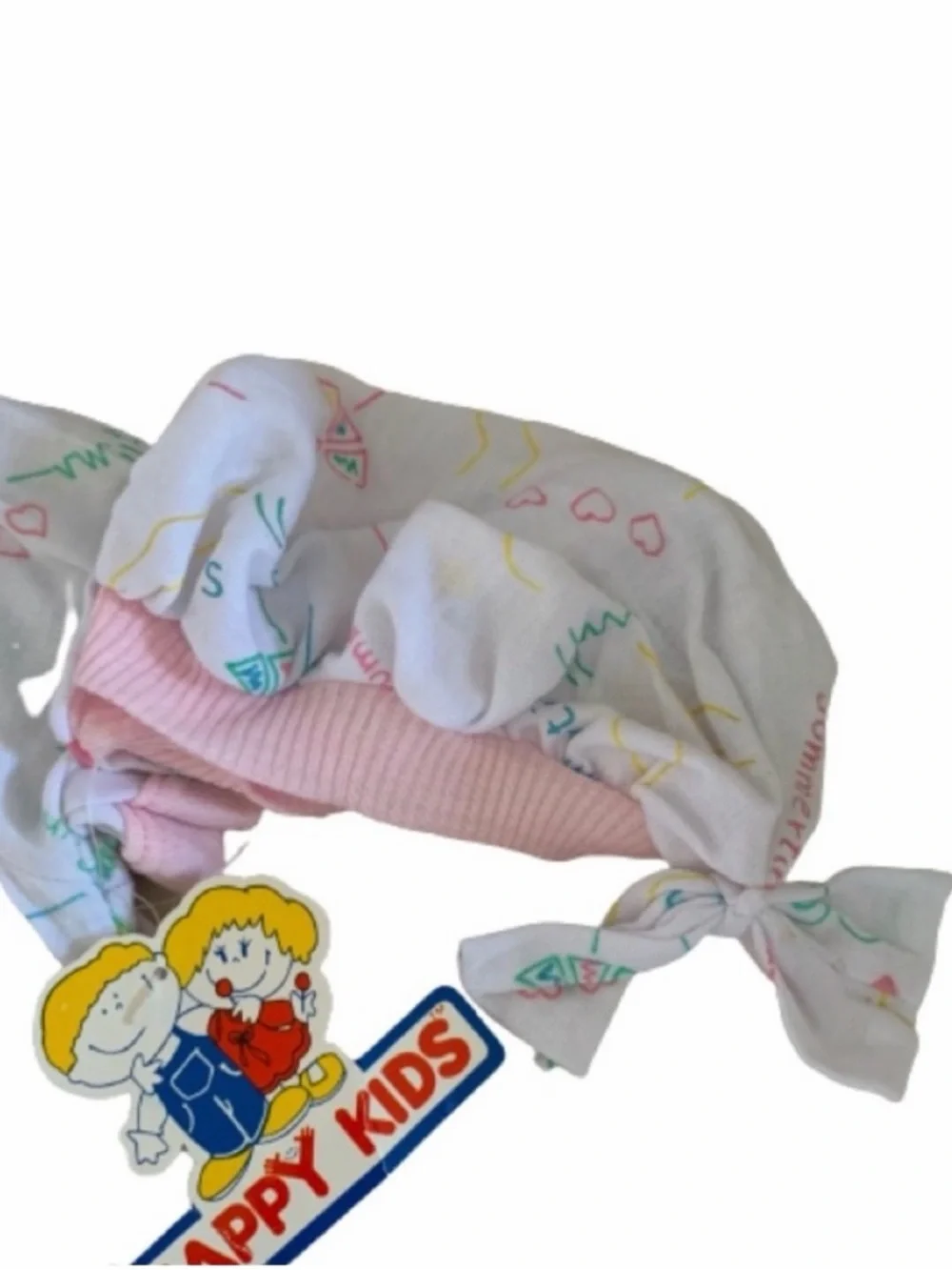 HAPPY KIDS Summer Beach Outfit 3 Pc Bubble Romper Bib Hat Baby Girl 6-9 Months